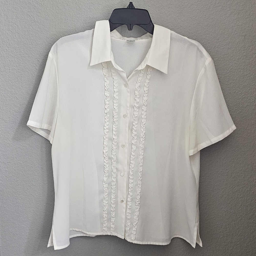 Elegant Off White Ruffle Blouse
